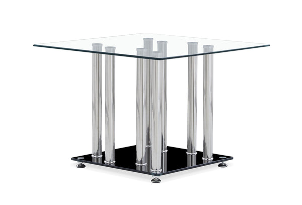 Black and Silver Modern End Table with Tempered Glass Top