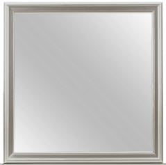 Silver Tone Sleek Wood Square Wall Mount Mirror