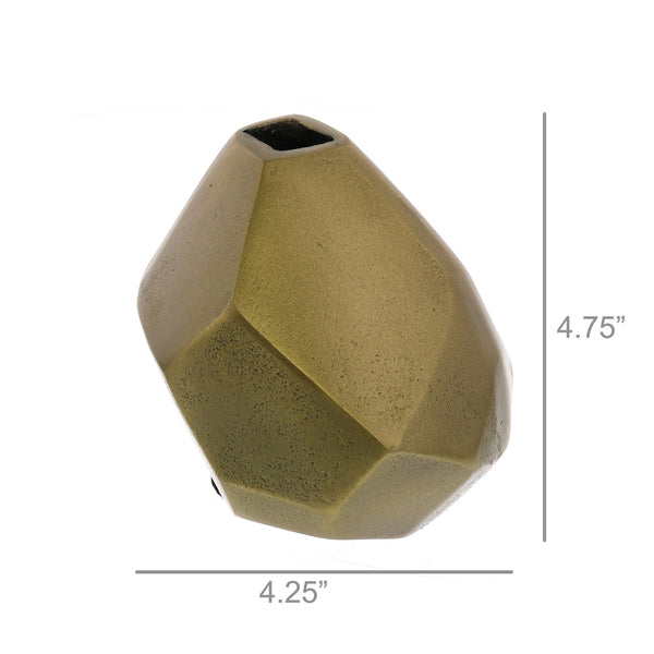 Modern Gold Finish Faceted Metal Vase