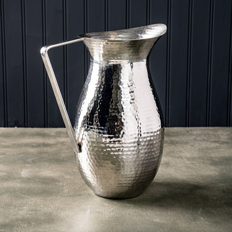 Handcrafted Hammered Stainless Steel Serving Pitcher