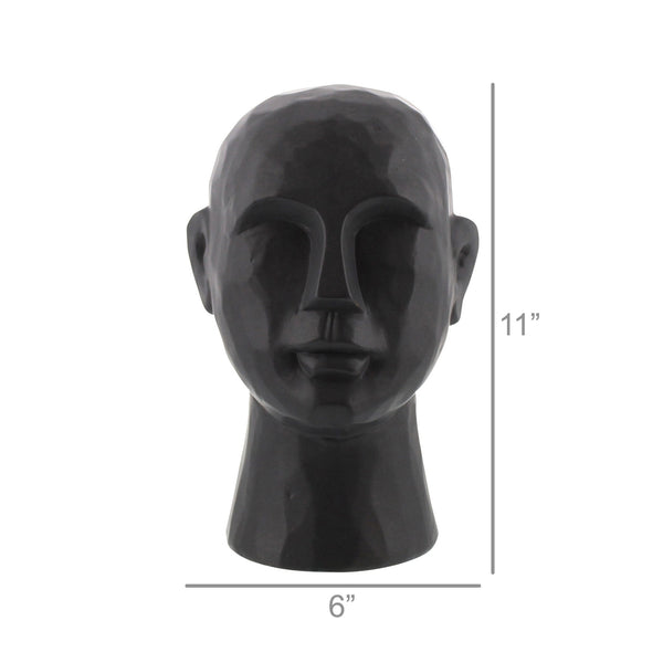 11" Matte Black Ceramic Bust Decorative Sculpture