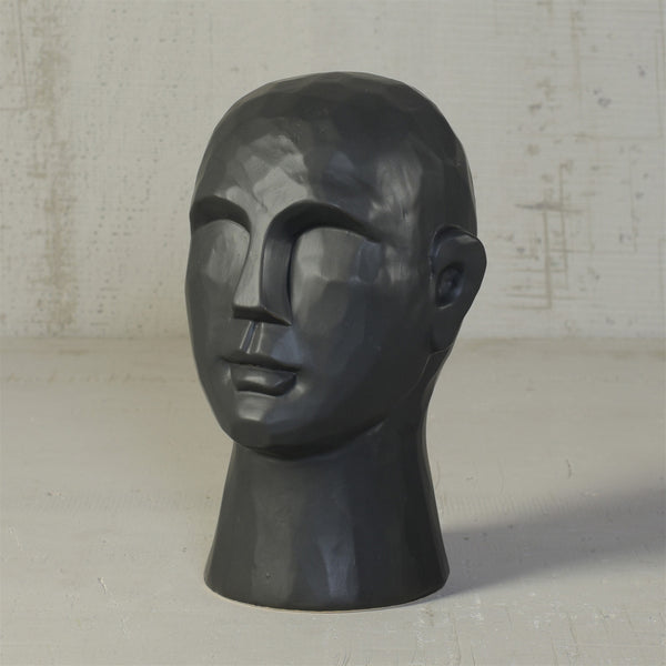 11" Matte Black Ceramic Bust Decorative Sculpture