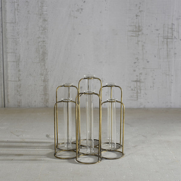 Burnished Gold Test Tube Cluster Vase