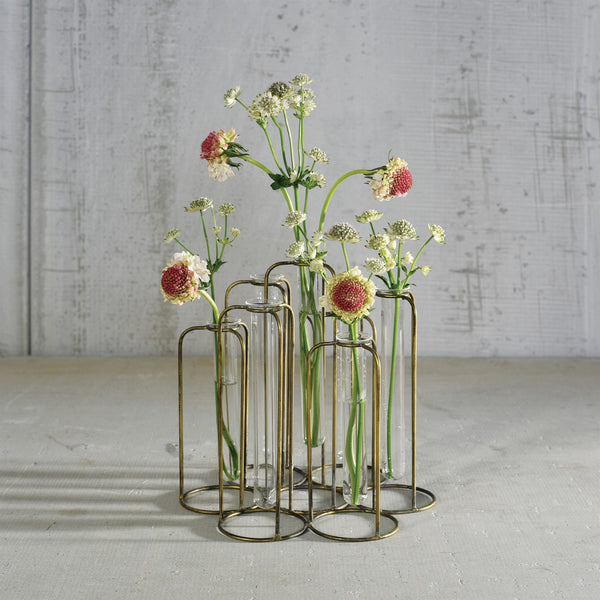 Burnished Gold Test Tube Cluster Vase