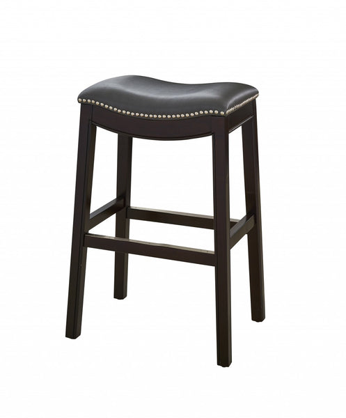 30" Espresso and Gray Saddle Style Counter Height Bar Stool