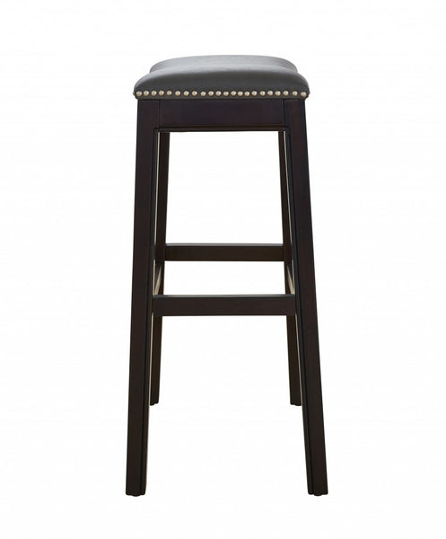 30" Espresso and Gray Saddle Style Counter Height Bar Stool