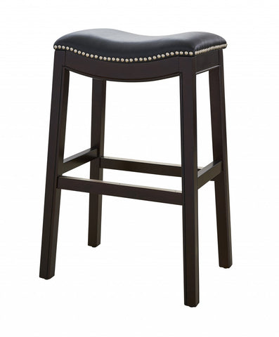 30" Espresso and Black Saddle Style Counter Height Bar Stool