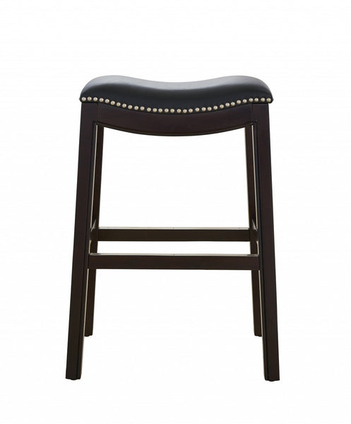 25" Espresso and Black Saddle Style Counter Height Bar Stool