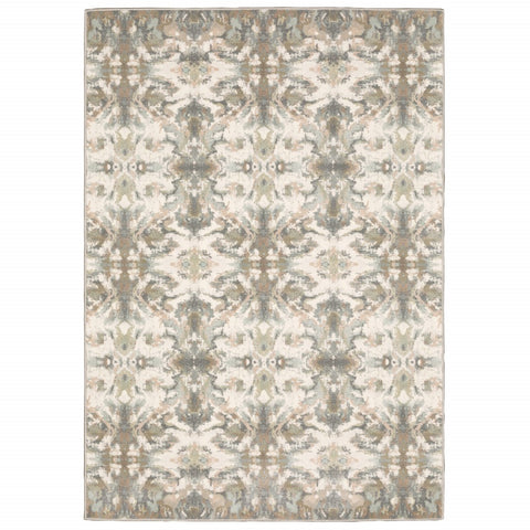 3' x 6' Ivory Gray Abstract Ikat Indoor Area Rug