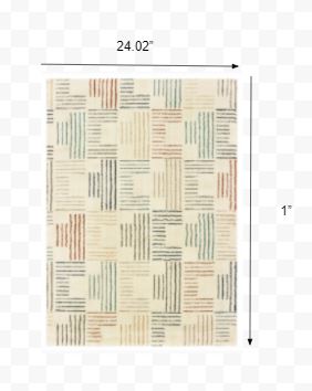 2' x 3' Ivory Multi Neutral Tone Scratch Indoor Accent Rug