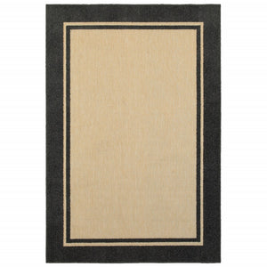 3' x 6' Sand and Black Border Indoor Outdoor Area Rug