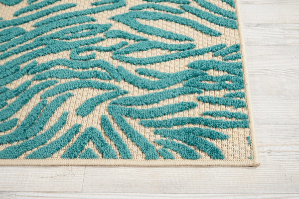 3' x 4' Aqua Abstract Indoor Outdoor Area Rug