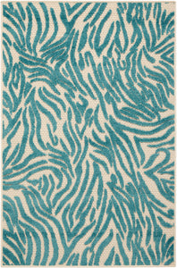 3' x 4' Aqua Abstract Indoor Outdoor Area Rug