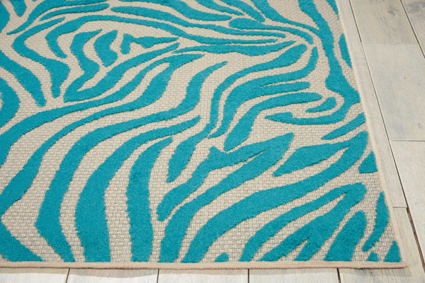 4' x 6' Aqua Abstract Indoor Outdoor Area Rug