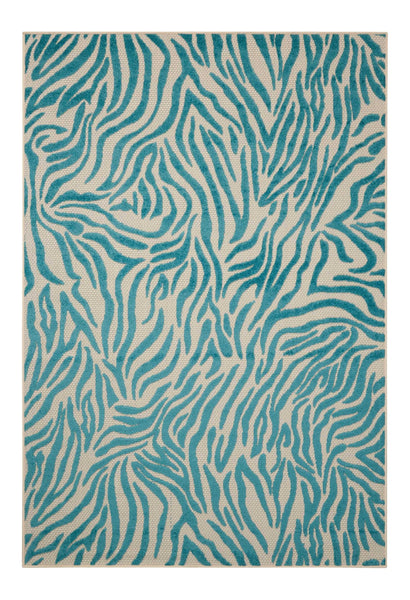 4' x 6' Aqua Abstract Indoor Outdoor Area Rug