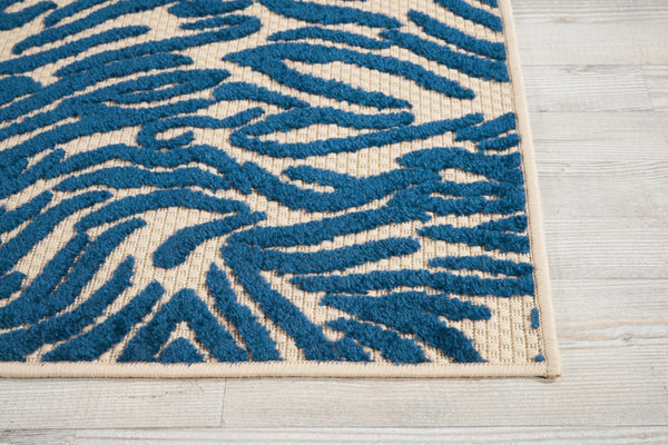 3' x 4' Tropical Blue Abstract Indoor Outdoor Area Rug