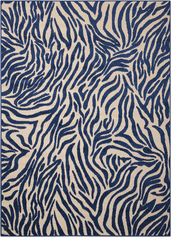 4’ x 6’ Navy Zebra Pattern Indoor Outdoor Area Rug