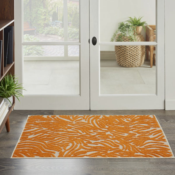 3’ x 4’ Orange Zebra Pattern Indoor Outdoor Area Rug