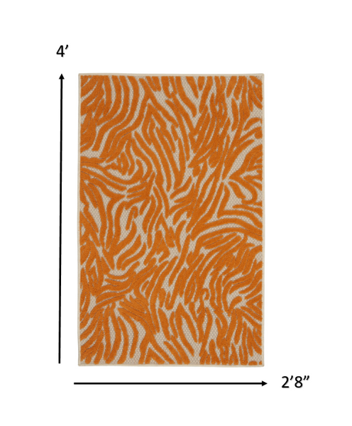 3’ x 4’ Orange Zebra Pattern Indoor Outdoor Area Rug