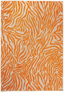 4’ x 6’ Orange Zebra Pattern Indoor Outdoor Area Rug