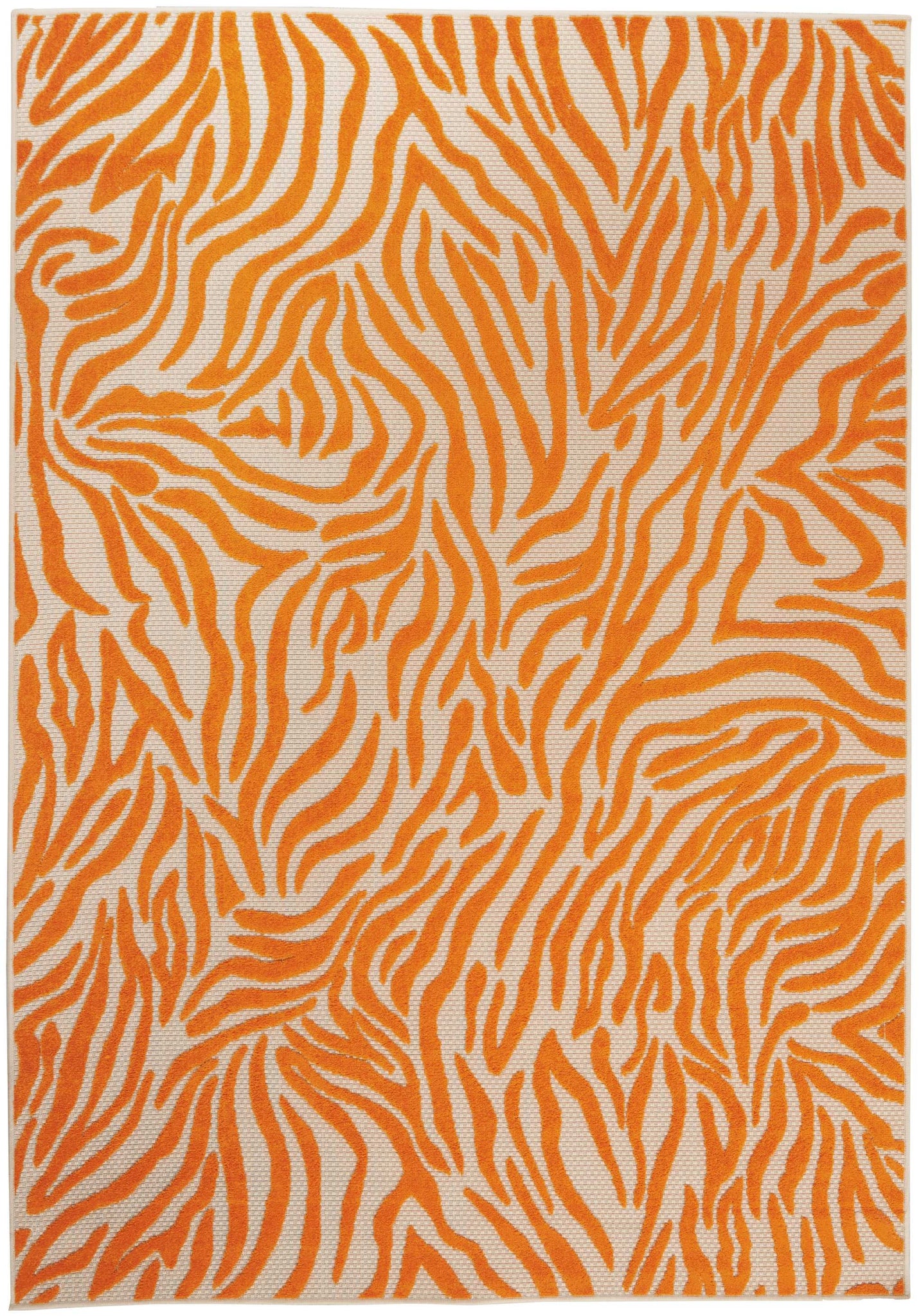 5’ x 8’ Orange Zebra Pattern Indoor Outdoor Area Rug