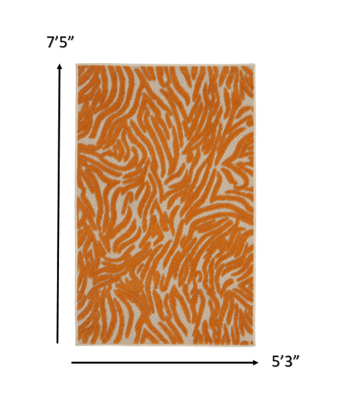 5’ x 8’ Orange Zebra Pattern Indoor Outdoor Area Rug