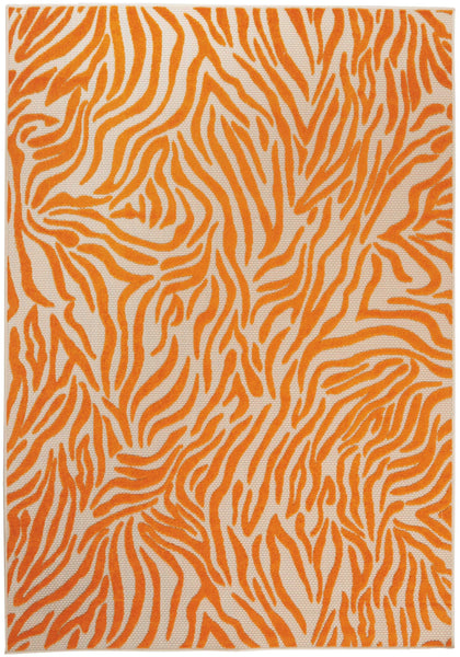 5’ x 8’ Orange Zebra Pattern Indoor Outdoor Area Rug