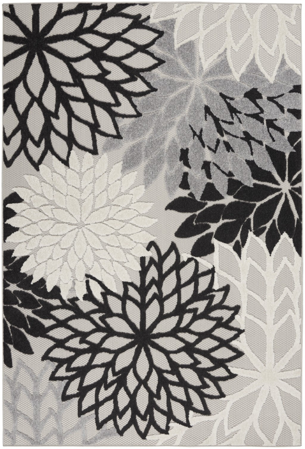 6’ x 9’ Black Gray White Indoor Outdoor Area Rug