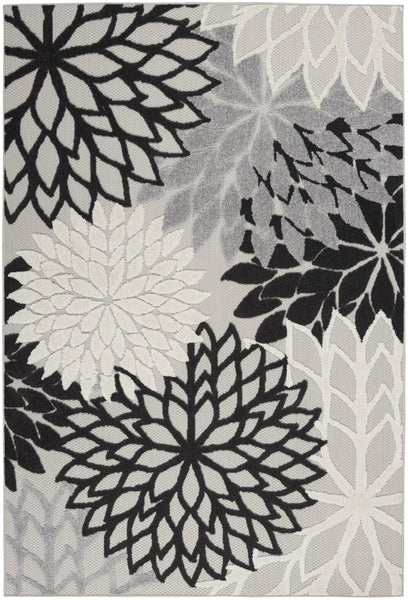 6’ x 9’ Black Gray White Indoor Outdoor Area Rug