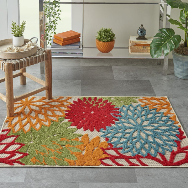 3’ x 4’ Green Floral Indoor Outdoor Area Rug