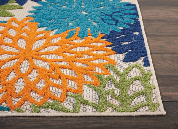 2’ x 10' Orange Floral Outdoor Runner Rug