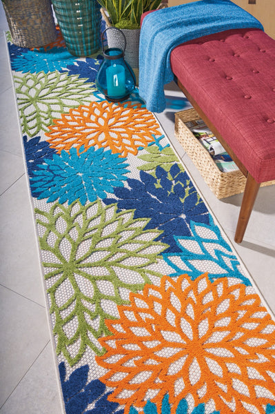 2’ x 12’ Multicolor Floral Indoor Outdoor Runner Rug