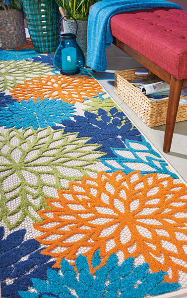 2’ x 12’ Multicolor Floral Indoor Outdoor Runner Rug