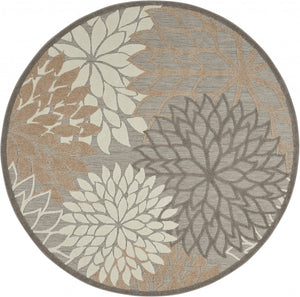 5’ Round Natural and Gray Indoor Outdoor Area Rug