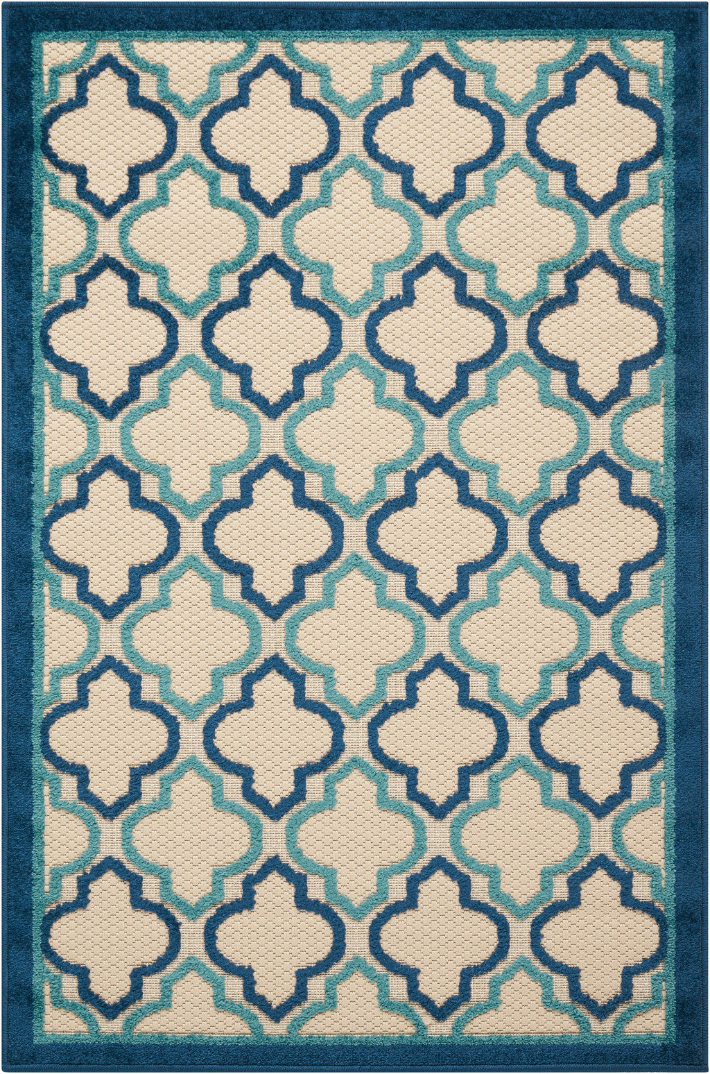 3’ x 4’ Navy Blue Trellis Indoor Outdoor Area Rug