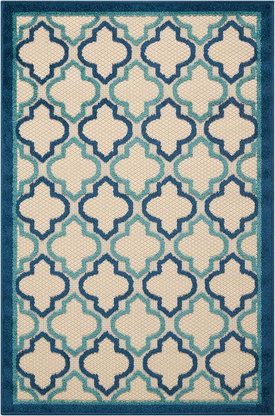 3’ x 4’ Navy Blue Trellis Indoor Outdoor Area Rug