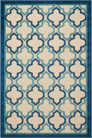 3’ x 4’ Navy Blue Trellis Indoor Outdoor Area Rug