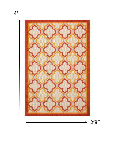 3’ x 4’ Red Trellis Indoor Outdoor Area Rug