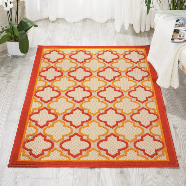 3’ x 4’ Red Trellis Indoor Outdoor Area Rug