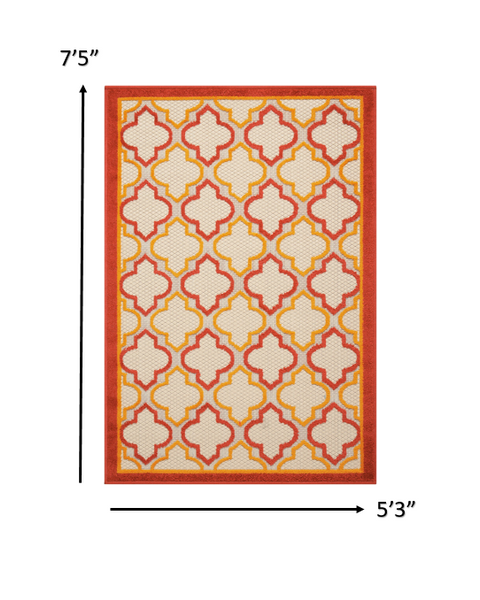 5’ x 8’ Red Trellis Indoor Outdoor Area Rug