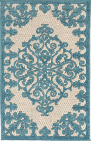 3’ x 4’ Aqua Medallion Indoor Outdoor Area Rug