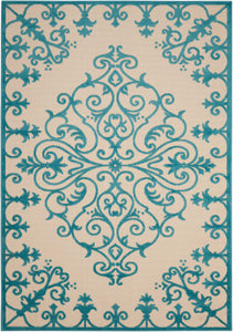 4’ x 6’ Aqua Medallion Indoor Outdoor Area Rug