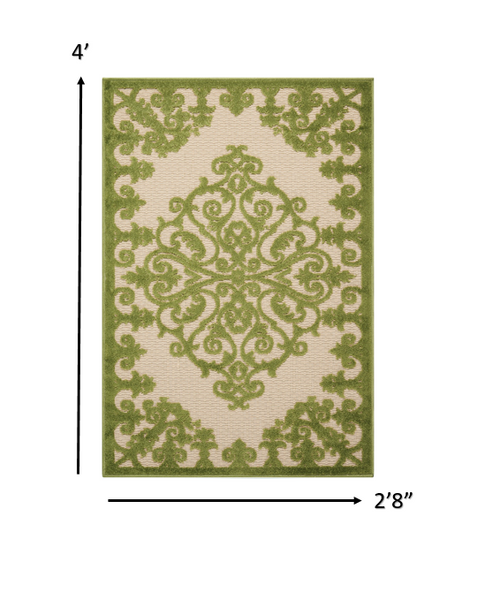 3’ x 4’ Green Medallion Indoor Outdoor Area Rug