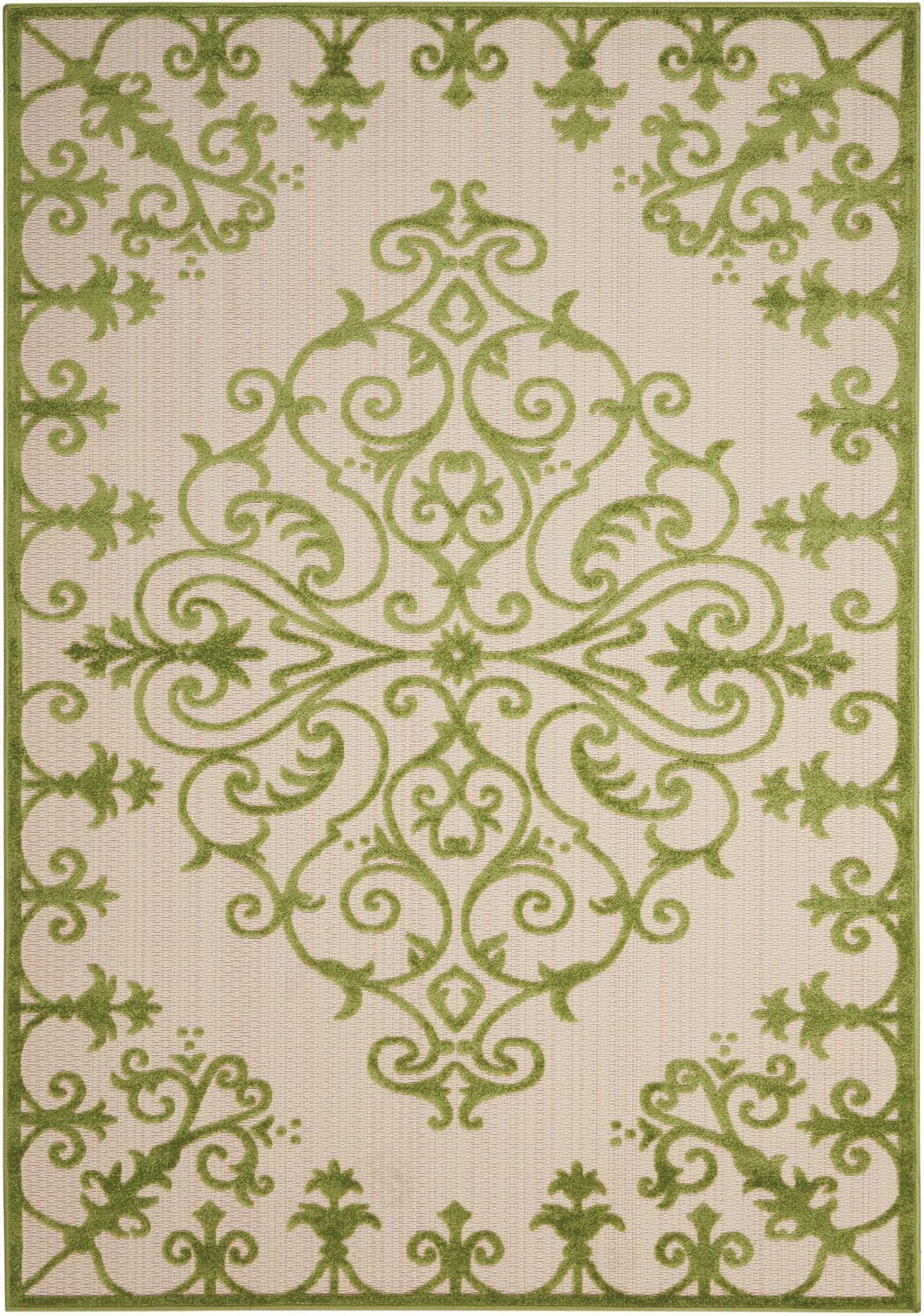 4’ x 6’ Green Medallion Indoor Outdoor Area Rug