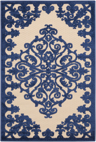 3’ x 4’ Navy Medallion Indoor Outdoor Area Rug