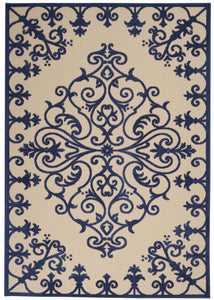 4’ x 6’ Navy Medallion Indoor Outdoor Area Rug