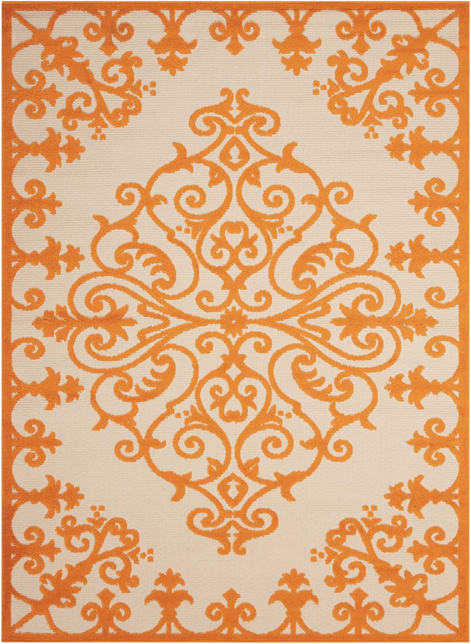 4’ x 6’ Orange Medallion Indoor Outdoor Area Rug