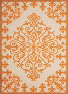 4’ x 6’ Orange Medallion Indoor Outdoor Area Rug