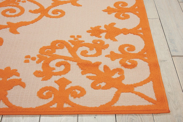 5’ x 8’ Orange Medallion Indoor Outdoor Area Rug