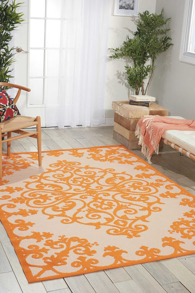 5’ x 8’ Orange Medallion Indoor Outdoor Area Rug